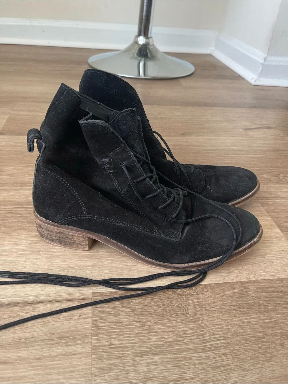 Black Suede Lace-Up Women’s Ankle Boots